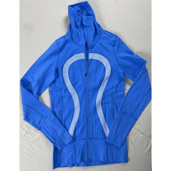 Lululemon Full Zip Long Sleeve Athletic Sweatshirt With Full chest Logo Size 4 - Picture 1 of 8